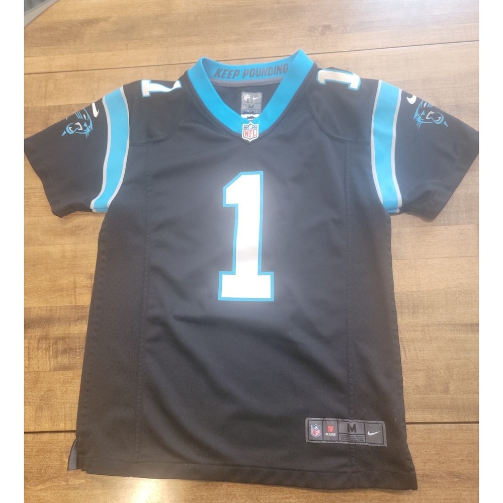 NFL Carolina Panthers Cam Newton #1 Black Nike On Field Jersey Youth Siz M 10/12